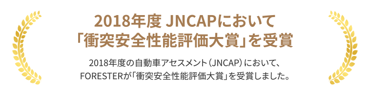 2018年度 JNCAPにおいて「衝突安全性能評価大賞」を受賞